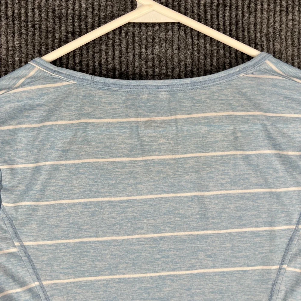 The North Face Shirt Womens Small Blue Striped Short Sleeve Outdoor Casual - Picture 10 of 10